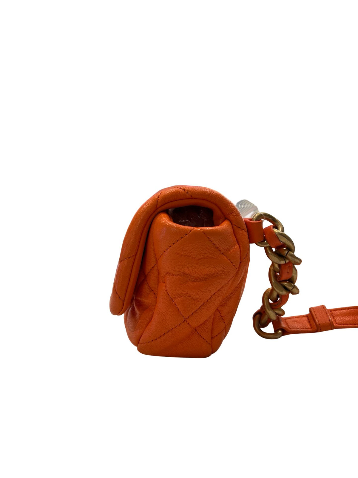 CHANEL Lambskin Chanel 19 Flap Bag Shoulder Bag Orange Mixed-tone Hardware Ch2293