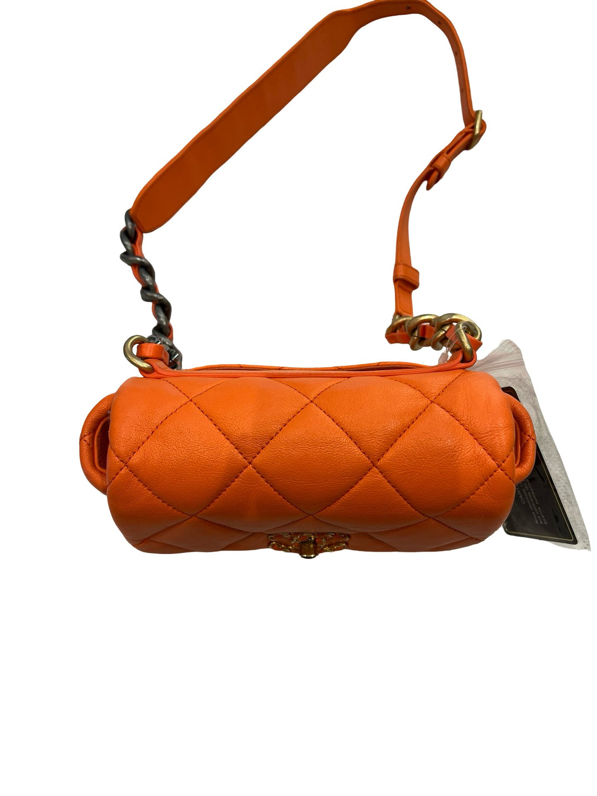 CHANEL Lambskin Chanel 19 Flap Bag Shoulder Bag Orange Mixed-tone Hardware Ch2293