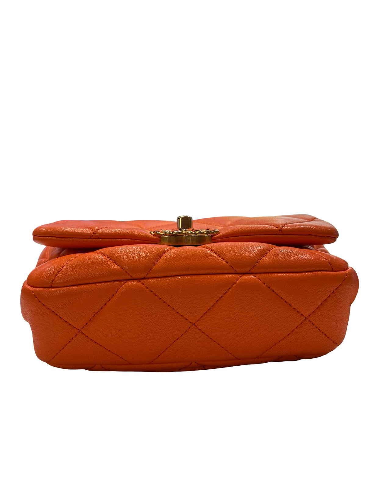 CHANEL Lambskin Chanel 19 Flap Bag Shoulder Bag Orange Mixed-tone Hardware Ch2293