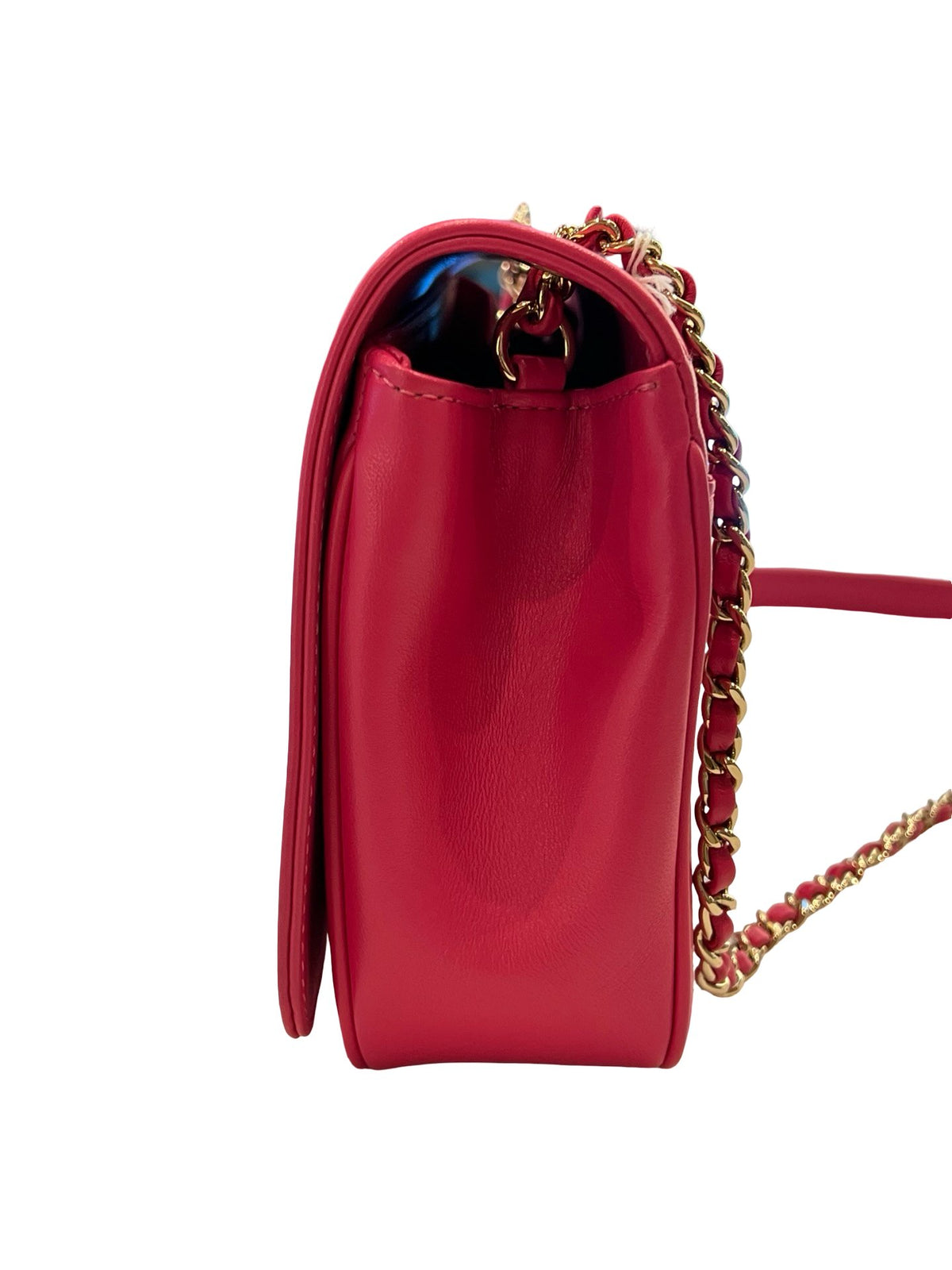 CHANEL Calfskin Embossed CC Flap Bag Shoulder Bag Fuchsia Gold Hardware Ch2297
