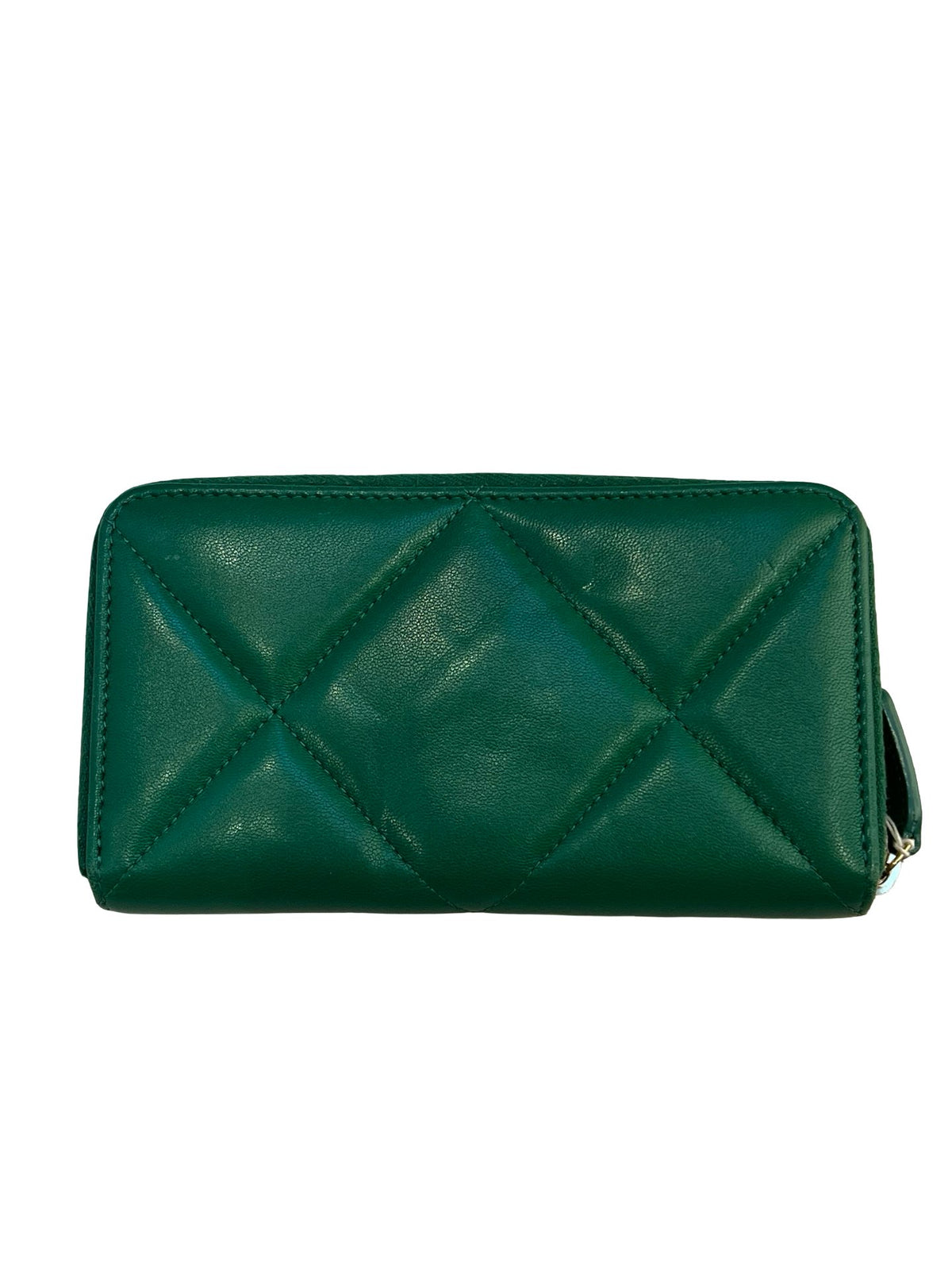 CHANEL Lambskin Chanel 19 Long Zipped Wallet Wallet Green Gold Hardware Ch2298