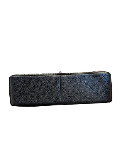 CHANEL Caviar Classic Flap Jumbo Shoulder Bag Black Silver Hardware Ch2300