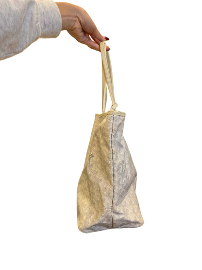 NJ Goyardine Saint Louis PM Tote White, Grey Silver Hardware Nj178