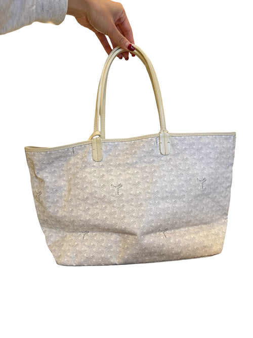 NJ Goyardine Saint Louis PM Tote White, Grey Silver Hardware Nj178
