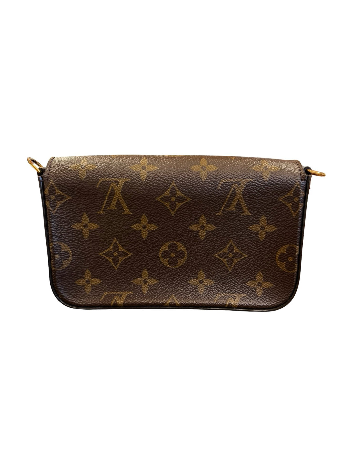 NJ Monogram Canvas Felicie Strap & Go Shoulder Bag Brown, Khaki Gold Hardware Nj189