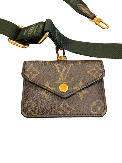 NJ Monogram Canvas Felicie Strap & Go Shoulder Bag Brown, Khaki Gold Hardware Nj189