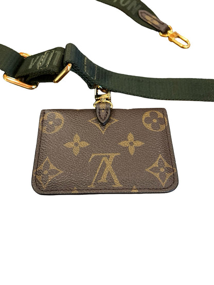 NJ Monogram Canvas Felicie Strap & Go Shoulder Bag Brown, Khaki Gold Hardware Nj189