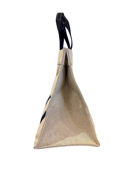 NJ Canvas Fourre Tout MM Tote Gray, Navy Blue Silver Hardware Nj192
