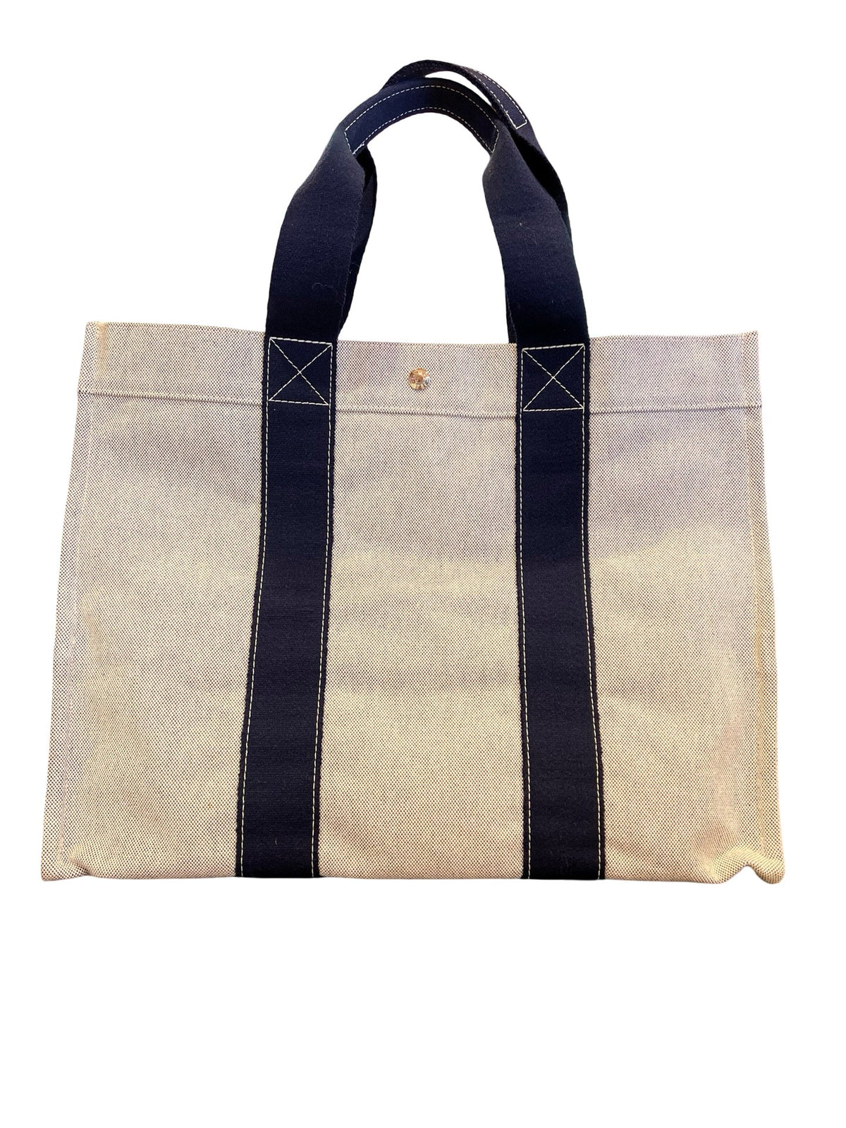 NJ Canvas Fourre Tout MM Tote Gray, Navy Blue Silver Hardware Nj192