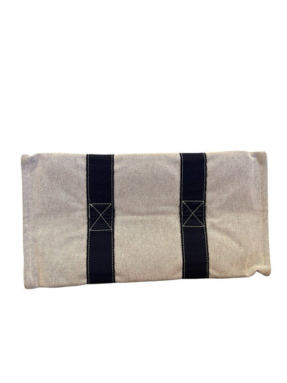 NJ Canvas Fourre Tout MM Tote Gray, Navy Blue Silver Hardware Nj192