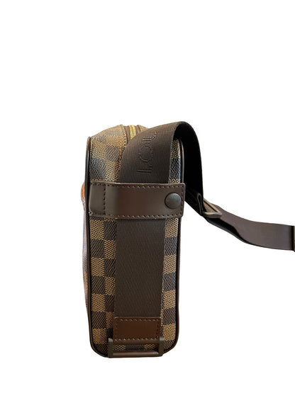 LOUIS VUITTON Damier Ebene Olav PM Shoulder Bag Brown, Red Gold Hardware Lo2388