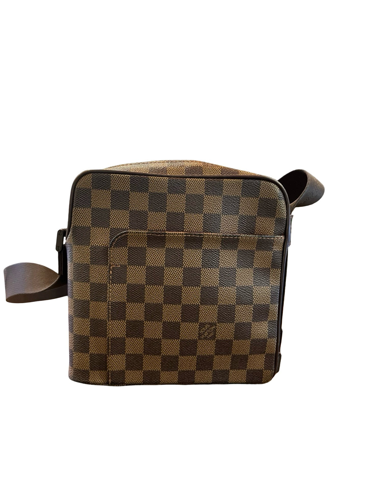 LOUIS VUITTON Damier Ebene Olav PM Shoulder Bag Brown, Red Gold Hardware Lo2388