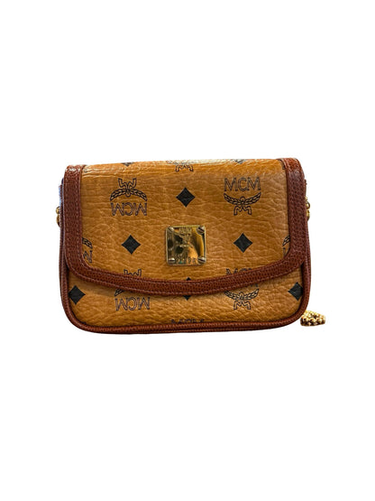 NJ Visetos Canvas Visetos Flap Crossbody Bag Crossbody Bag Cognac, Black Gold Hardware Nj184