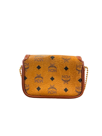 NJ Visetos Canvas Visetos Flap Crossbody Bag Crossbody Bag Cognac, Black Gold Hardware Nj184