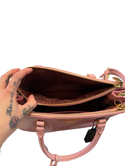 NJ Saffiano Galleria Bag Handbag Pink Gold Hardware Nj180