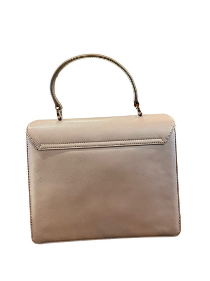 NJ Saffiano Gancini Top Handle Bag Handbag Light Taupe Gold Hardware Nj179