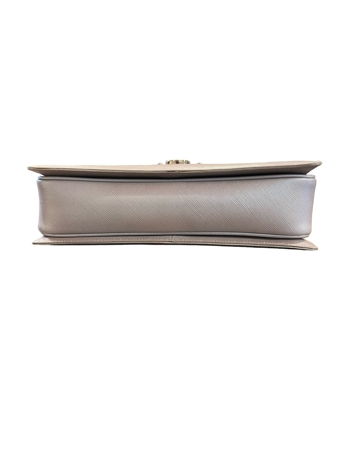 NJ Saffiano Gancini Top Handle Bag Handbag Light Taupe Gold Hardware Nj179