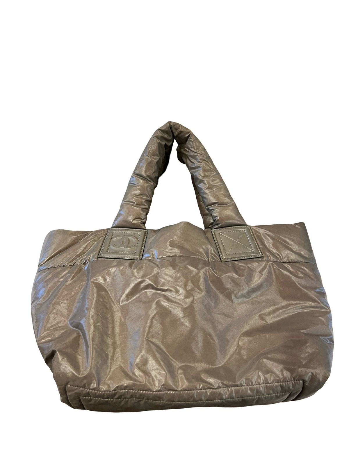 NJ Nylon Coco Cocoon Tote Tote Taupe Silver-tone Hardware Nj177