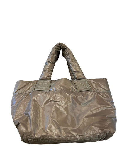 NJ Nylon Coco Cocoon Tote Tote Taupe Silver-tone Hardware Nj177
