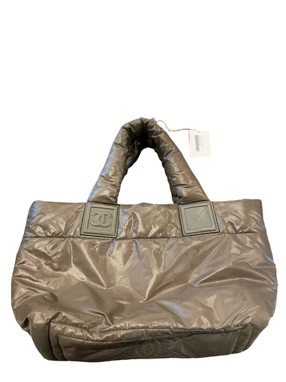 NJ Nylon Coco Cocoon Tote Tote Taupe Silver-tone Hardware Nj177