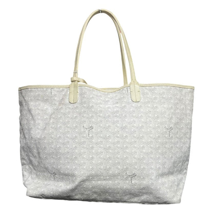 GOYARD Goyardine Canvas St. Louis GM Tote Bag White and Light Beige Silver Hardware GO30