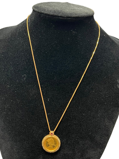UNBRANDED Accessory Gold Coin Necklace Gold, Red Gold-tone Hardware je54