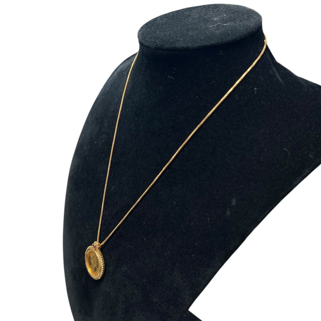 UNBRANDED Accessory Gold Coin Necklace Gold, Red Gold-tone Hardware je54