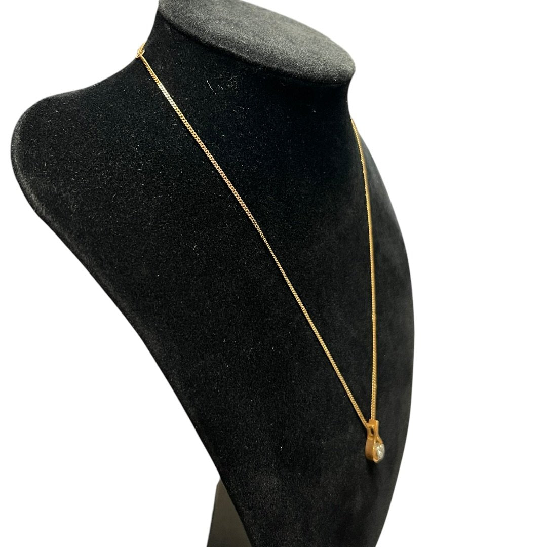 UNBRANDED Accessory 18K Yellow Gold Necklace Gold, Clear Gold Hardware je55