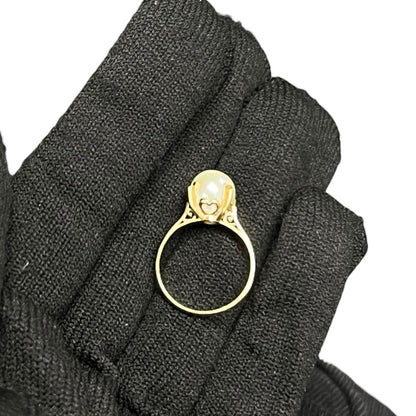 UNBRANDED Accessory K18, Pearl Ring Cream, Yellow Gold Yellow Gold je44