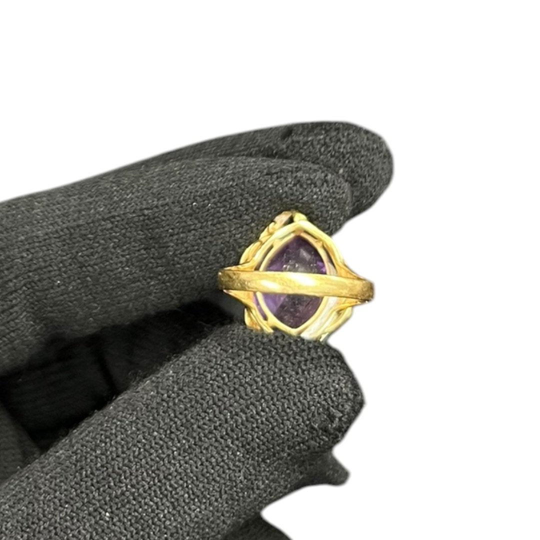 UNBRANDED Accessory 18K Gold, Amethyst, Diamonds Ring Purple, Gold, White je37