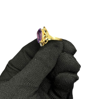 UNBRANDED Accessory 18K Gold, Amethyst, Diamonds Ring Purple, Gold, White je37