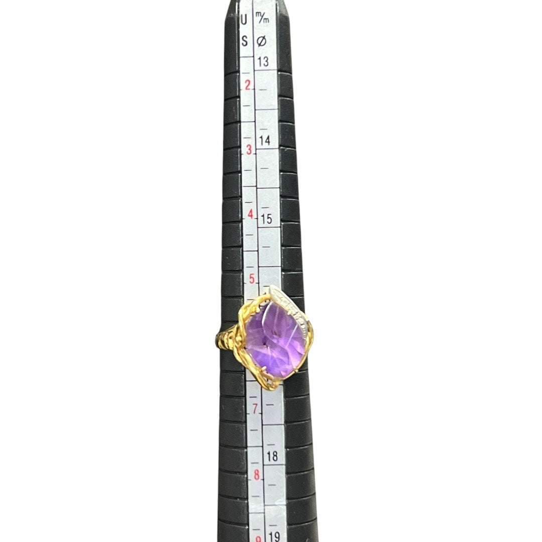 UNBRANDED Accessory 18K Gold, Amethyst, Diamonds Ring Purple, Gold, White je37