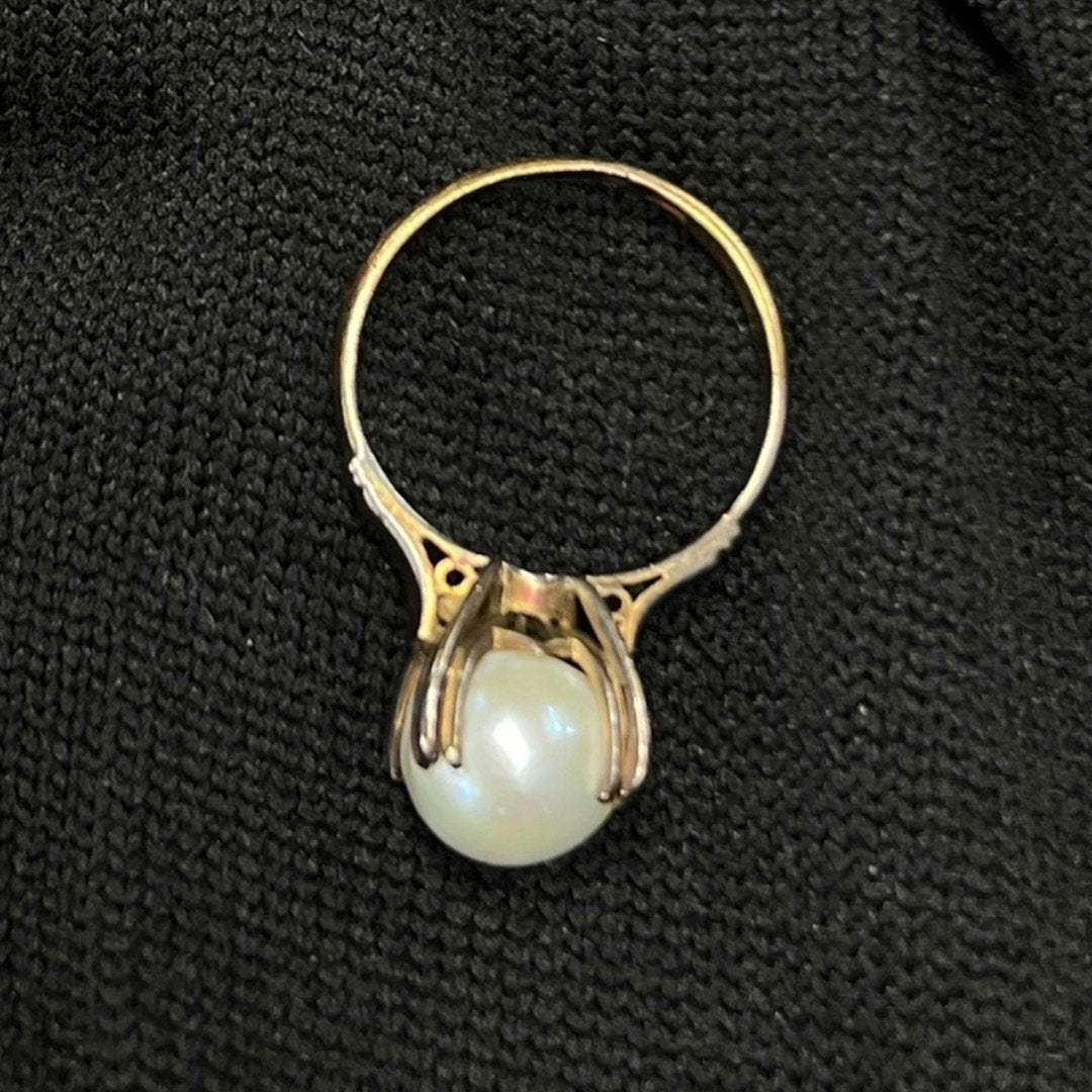 UNBRANDED Accessory 18K Gold, Pearl Ring Yellow Gold, White Yellow Gold je42