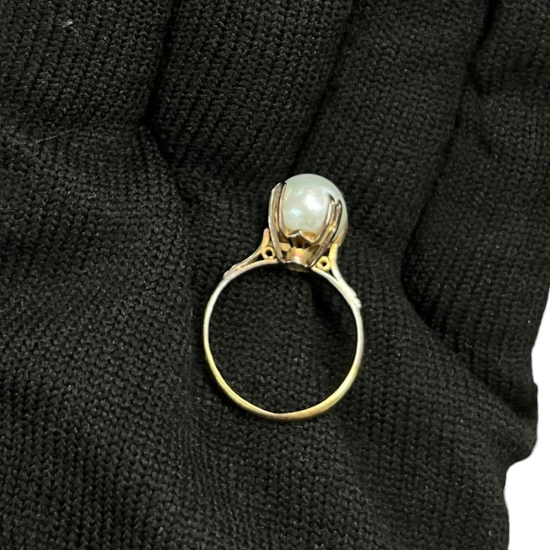 UNBRANDED Accessory 18K Gold, Pearl Ring Yellow Gold, White Yellow Gold je42