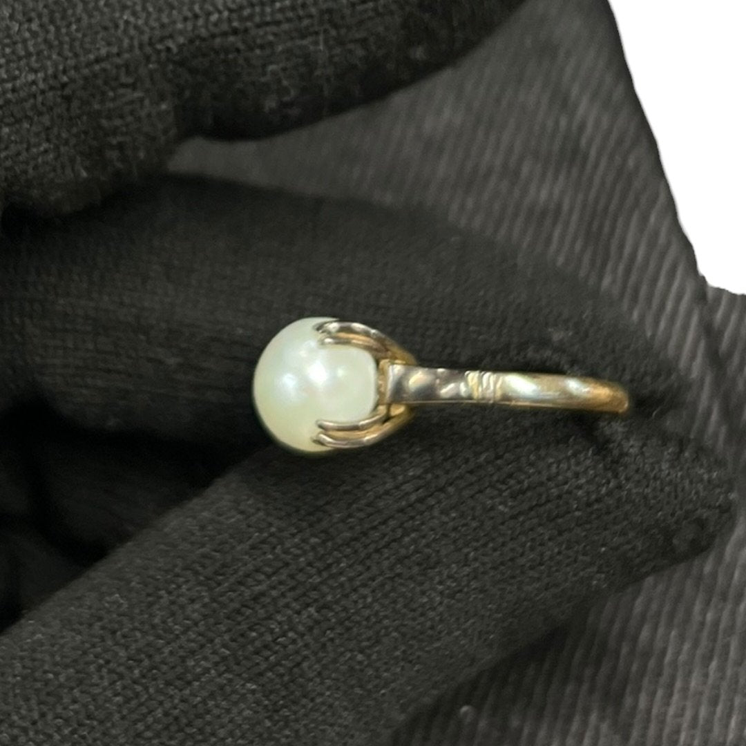 UNBRANDED Accessory 18K Gold, Pearl Ring Yellow Gold, White Yellow Gold je42
