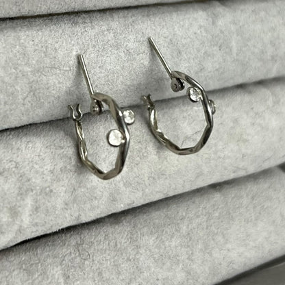 UNBRANDED Accessory 14K White Gold Hoop Earrings Silver White Gold Hardware je35