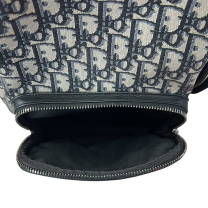 CHRISTIAN DIOR Oblique Canvas Rider Sling Backpack Sling Bag Blue, Beige, Black Silver Hardware Ch2207