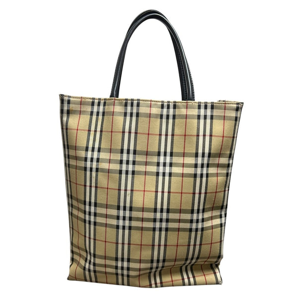 BURBERRY Nova Check Nova Check Tote Bag Tote Beige, Black, Red, White Silver Hardware BU990