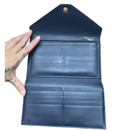 CELINE Leather Large Multifunction Wallet Wallet Tri-color (Dark Blue, Medium Blue, Light Blue) Gold Hardware ce254