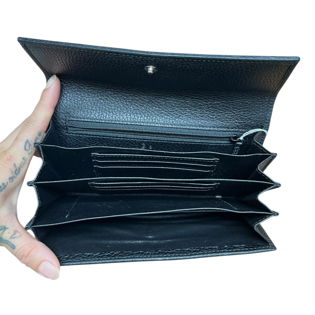 GUCCI GG Denim GG Denim Long Wallet Wallet Black Silver Hardware GU687