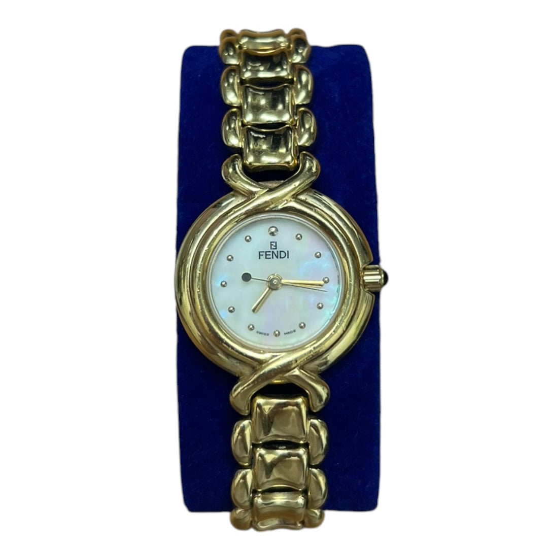 FENDI Gold-tone Metal, MOP Orologi Watch Gold, Mother-of-pearl Gold Hardware FE275