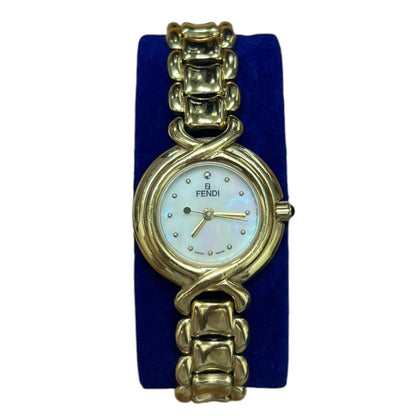 FENDI Gold-tone Metal, MOP Orologi Watch Gold, Mother-of-pearl Gold Hardware FE275