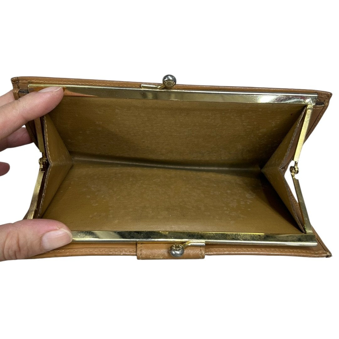 CELINE Macadam Canvas, Leather Macadam Triomphe Bi-fold Long Wallet Wallet Brown, Tan Gold Hardware Ce255