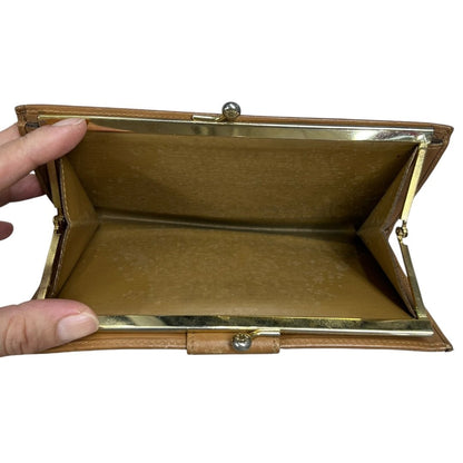 CELINE Macadam Canvas, Leather Macadam Triomphe Bi-fold Long Wallet Wallet Brown, Tan Gold Hardware Ce255