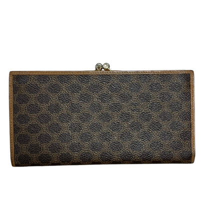 CELINE Macadam Canvas, Leather Macadam Triomphe Bi-fold Long Wallet Wallet Brown, Tan Gold Hardware Ce255