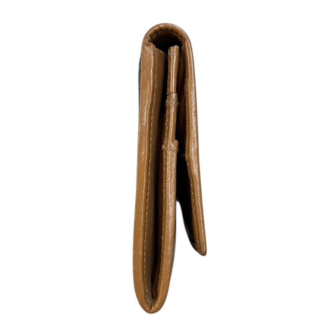 CELINE Macadam Canvas, Leather Macadam Tri-fold Long Wallet Wallet Brown, Tan Gold Hardware Ce253