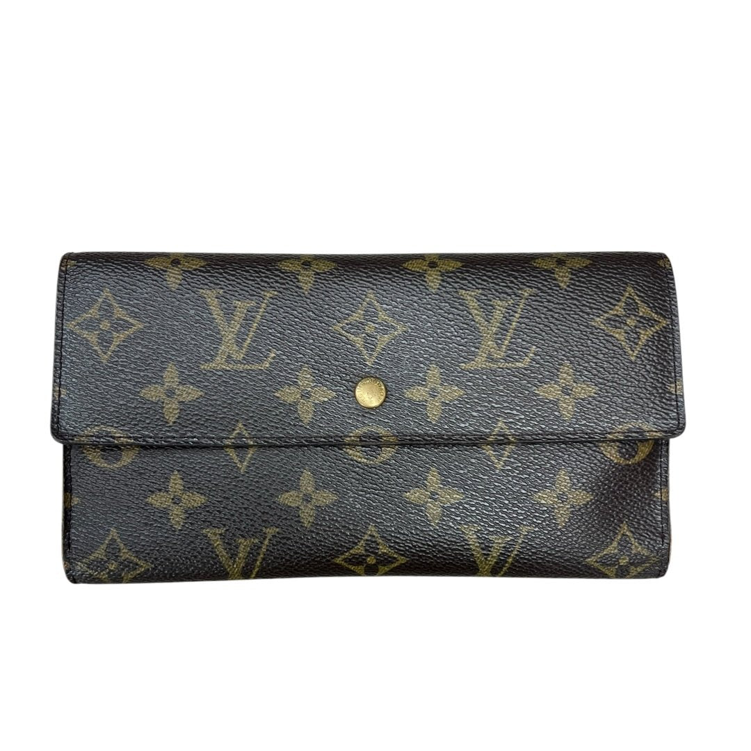 LOUIS VUITTON Monogram Portefeuille Sarah Wallet Brown Gold Hardware LO2174