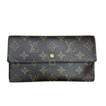 LOUIS VUITTON Monogram Portefeuille Sarah Wallet Brown Gold Hardware LO2174