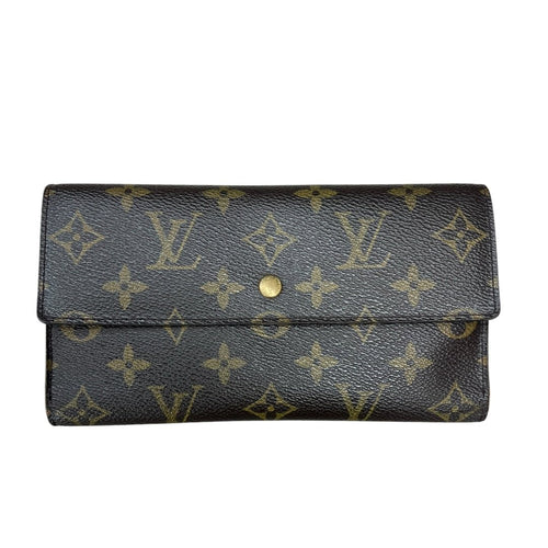 LOUIS VUITTON Monogram Portefeuille Sarah Wallet Brown Gold Hardware LO2174