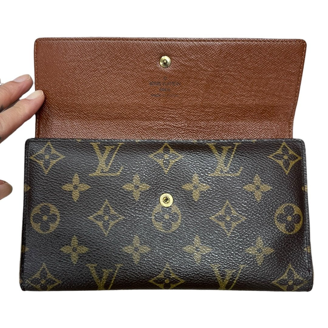 LOUIS VUITTON Monogram Portefeuille Sarah Wallet Brown Gold Hardware LO2174